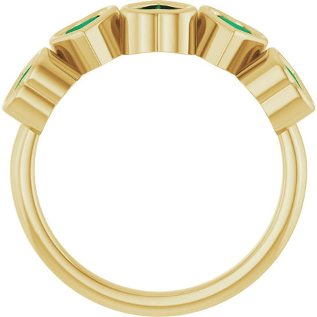 14K Yellow Lab-Grown Emerald Ring