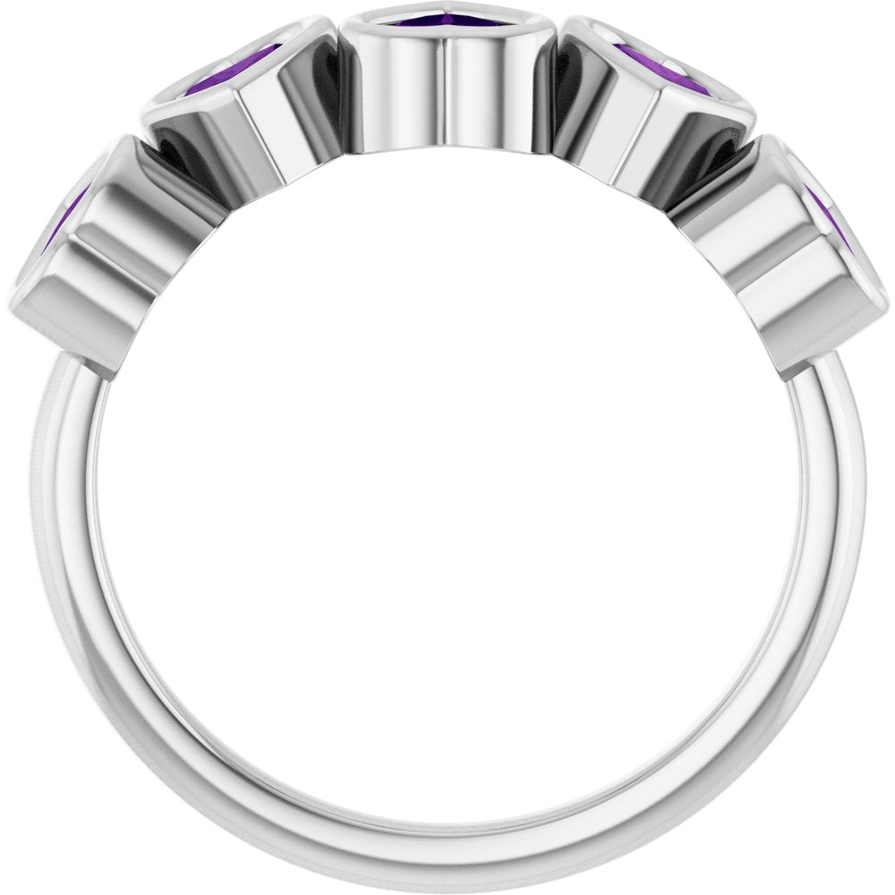 Sterling Silver Natural Amethyst Ring