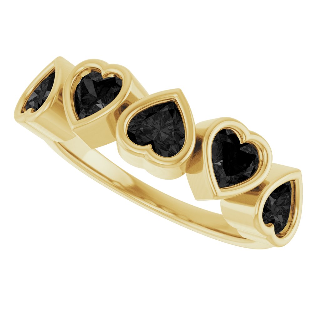 14K Yellow Natural Black Onyx Ring