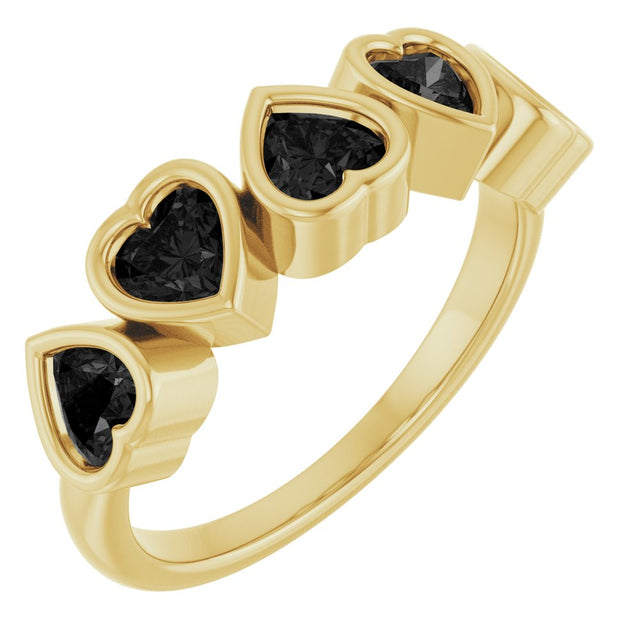 14K Yellow Natural Black Onyx Ring