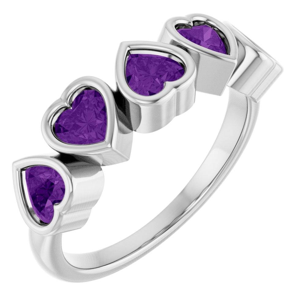 Sterling Silver Natural Amethyst Ring