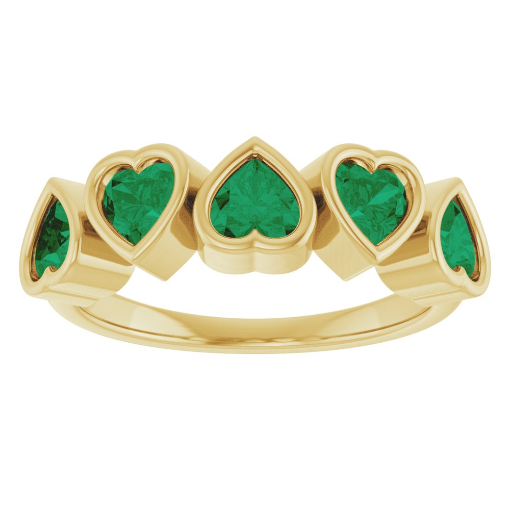 14K Yellow Gold Lab-Grown Emerald Ring