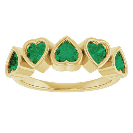 14K Yellow Gold Lab-Grown Emerald Ring