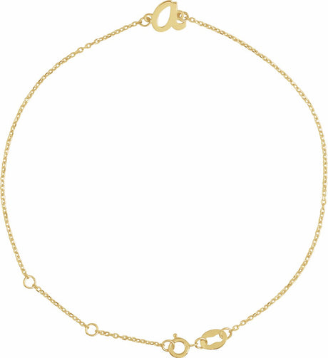 14K Yellow Gold Initial A 6 1/2-7 1/2" Bracelet