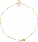 14K Yellow Gold Initial L 6 1/2-7 1/2" Bracelet