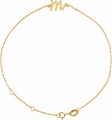 14K Yellow Gold Initial M 6 1/2-7 1/2" Bracelet