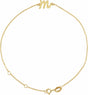 14K Yellow Gold Initial M 6 1/2-7 1/2" Bracelet