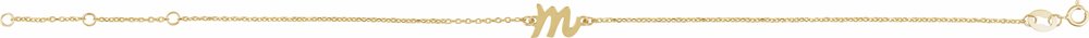 14K Yellow Gold Initial M 6 1/2-7 1/2" Bracelet