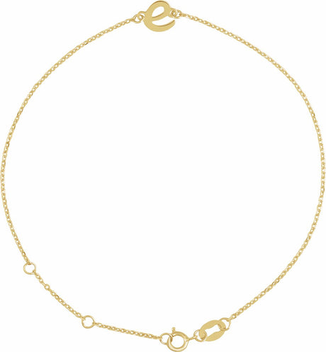 14K Yellow Initial E 6 1/2-7 1/2" Bracelet