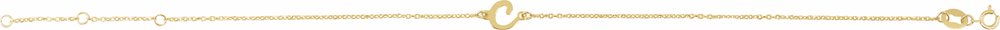 14K Yellow Gold Initial C 6 1/2-7 1/2" Bracelet