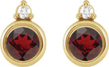 14K Yellow 4 mm Natural Mozambique Garnet & .03 CTW Natural Diamond Earrings