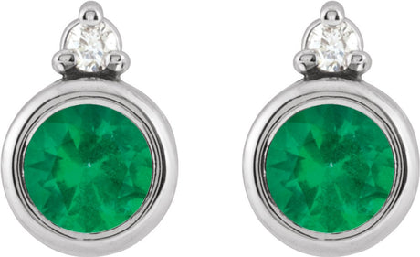 Platinum 4 mm Lab-Grown Emerald & .03 CTW Natural Diamond Earrings