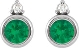 Platinum 4 mm Lab-Grown Emerald & .03 CTW Natural Diamond Earrings