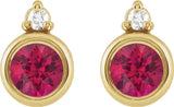 14K Yellow Gold 4 mm Lab-Grown Ruby & .03 CTW Natural Diamond Earrings