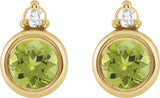 14K Yellow 4 mm Natural Peridot & .03 CTW Natural Diamond Earrings