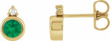 14K Yellow Gold 4 mm Natural Emerald & .03 CTW Natural Diamond Earrings