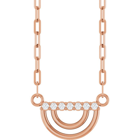 14K Rose .05 CTW Natural Diamond Arch 18" Necklace