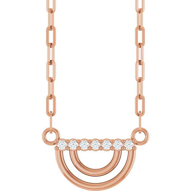 14K Rose .05 CTW Natural Diamond Arch 18" Necklace