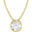 14K Yellow 1/2 CT Lab-Grown Diamond Bezel-Set 16-18" Necklace