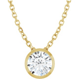 14K Yellow 1/2 CT Lab-Grown Diamond Bezel-Set 16-18" Necklace
