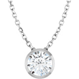 Sterling Silver 1/2 CT Lab-Grown Diamond Bezel-Set 16-18" Necklace