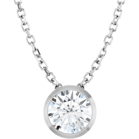 14K White Gold 1/2 CT Lab-Grown Diamond Bezel-Set 16-18" Necklace