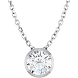 14K White Gold 1/2 CT Lab-Grown Diamond Bezel-Set 16-18" Necklace