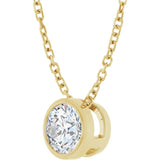 14K Yellow 1/2 CT Lab-Grown Diamond Bezel-Set 16-18" Necklace