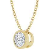 14K Yellow Gold 1/2 CT Lab-Grown Diamond Bezel-Set 16-18" Necklace