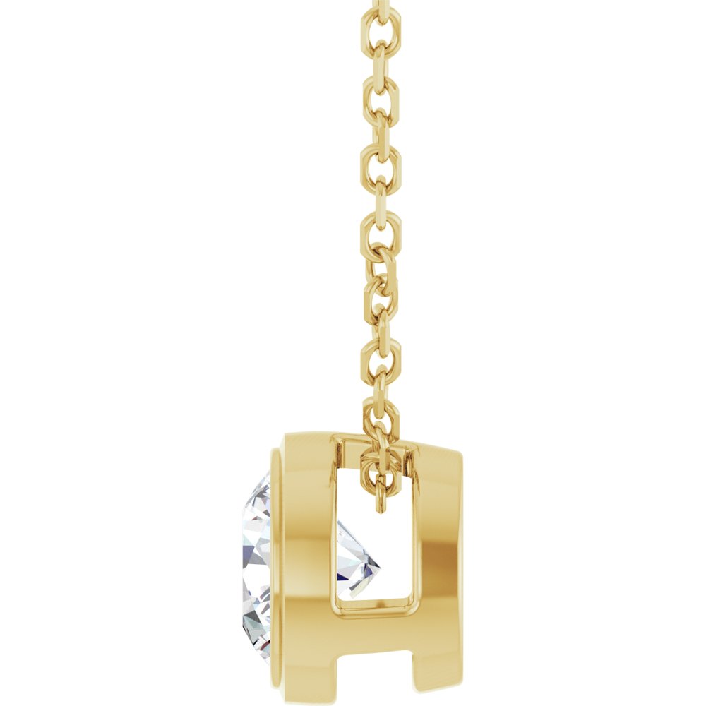 14K Yellow Gold 1/2 CT Lab-Grown Diamond Bezel-Set 16-18" Necklace