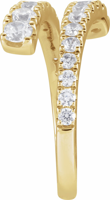 14K Yellow Gold 9/10 CTW Lab-Grown Diamond Bypass Ring