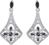 Sterling Silver Natural Blue Sapphire & 1/8 CTW Natural Diamond Earrings