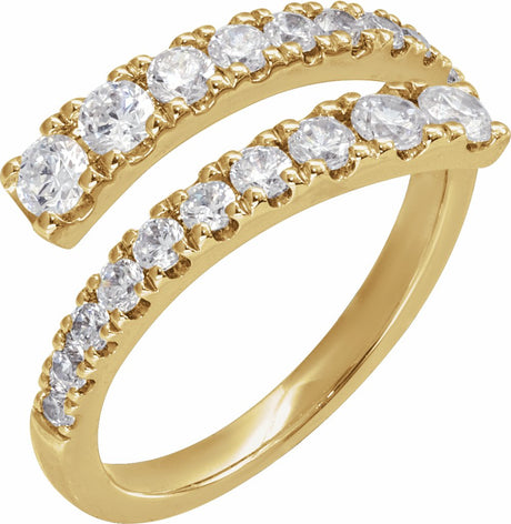 14K Yellow Gold 9/10 CTW Lab-Grown Diamond Bypass Ring