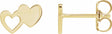 14K Yellow Gold Double Heart Stud Earrings