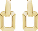 14K Yellow Gold Geometric Drop Earrings