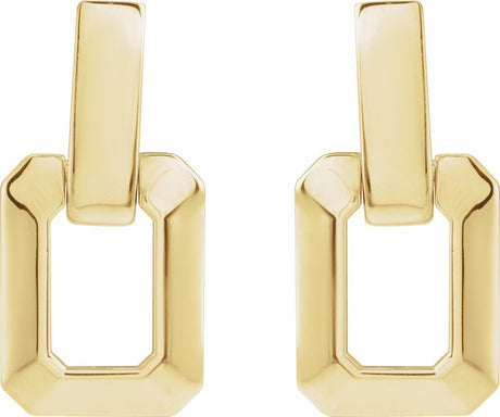 14K Yellow Gold Geometric Drop Earrings