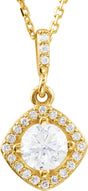 14K Yellow 5/8 CTW Natural Diamond Halo-Style 18" Necklace