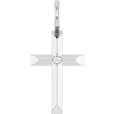 14K White .0075 CT Natural Diamond Cross Pendant