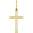 14K Yellow .0075 CT Natural Diamond Cross Pendant