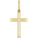 14K Yellow .0075 CT Natural Diamond Cross Pendant