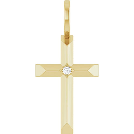14K Yellow .0075 CT Natural Diamond Cross Pendant