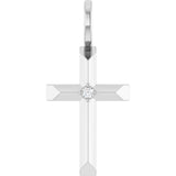 14K White Gold .0075 CT Natural Diamond Cross Charm/Pendant