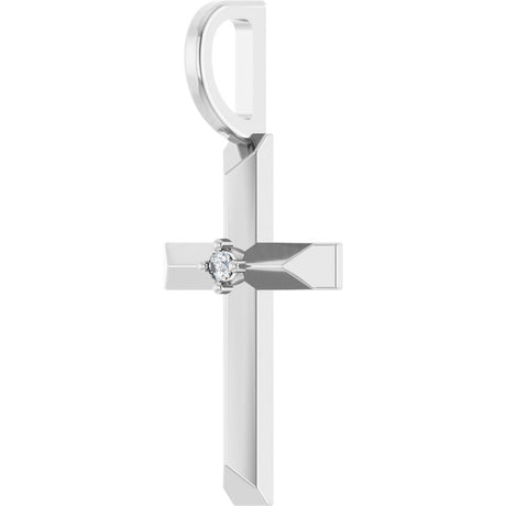Sterling Silver .0075 CT Natural Diamond Cross Charm/Pendant