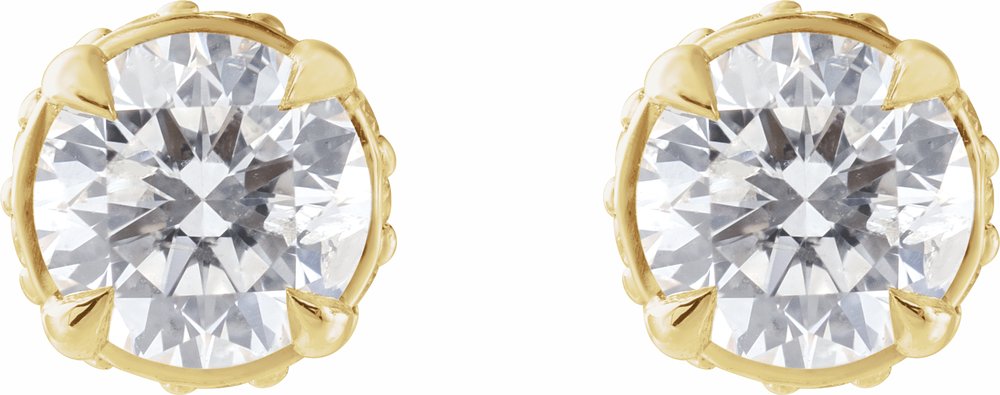 14K Yellow Gold 1/2 CTW Natural Diamond Hidden Halo-Style Stud Earrings