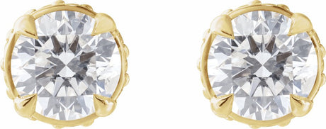 14K Yellow Gold 1/2 CTW Natural Diamond Hidden Halo-Style Stud Earrings