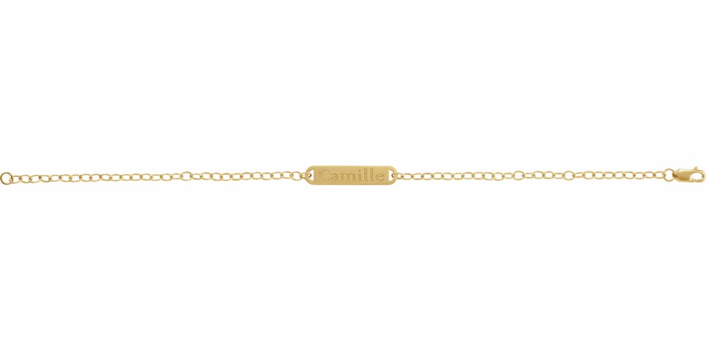 14K Yellow Engravable Bar 7" Bracelet