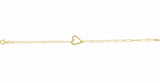 14K Yellow Gold Heart & Paperclip-Style Chain 7" Bracelet