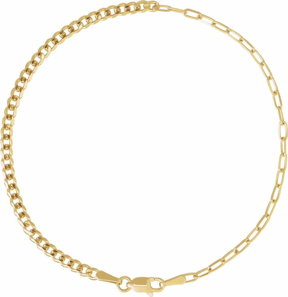 14K Yellow Gold 2.7 mm Curb & Paperclip-Style 7" Chain