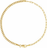 14K Yellow Gold 2.7 mm Curb & Paperclip-Style 7" Chain