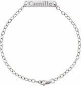 14K White Gold Engravable Bar 7" Bracelet